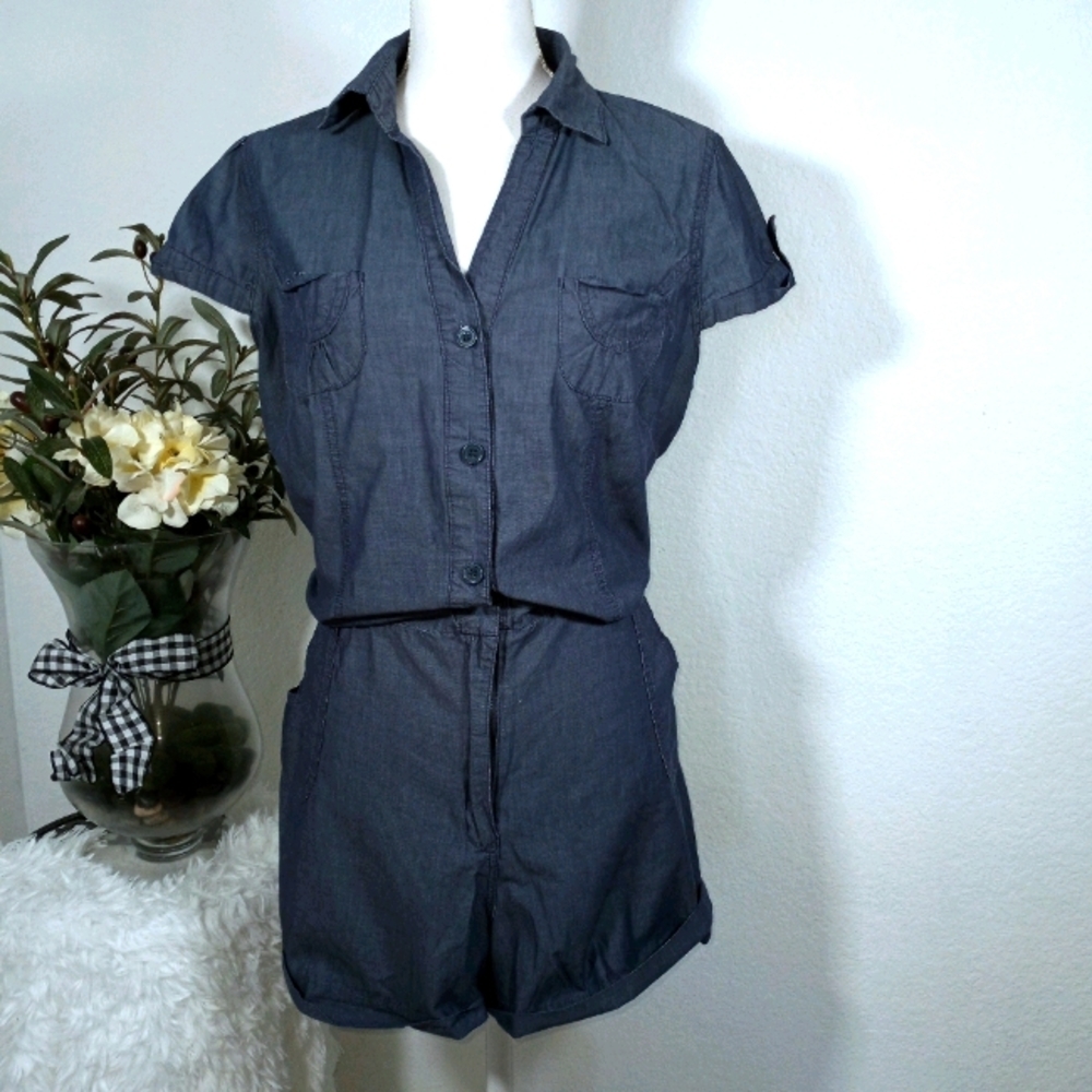 Denim Short Sleeve Romper